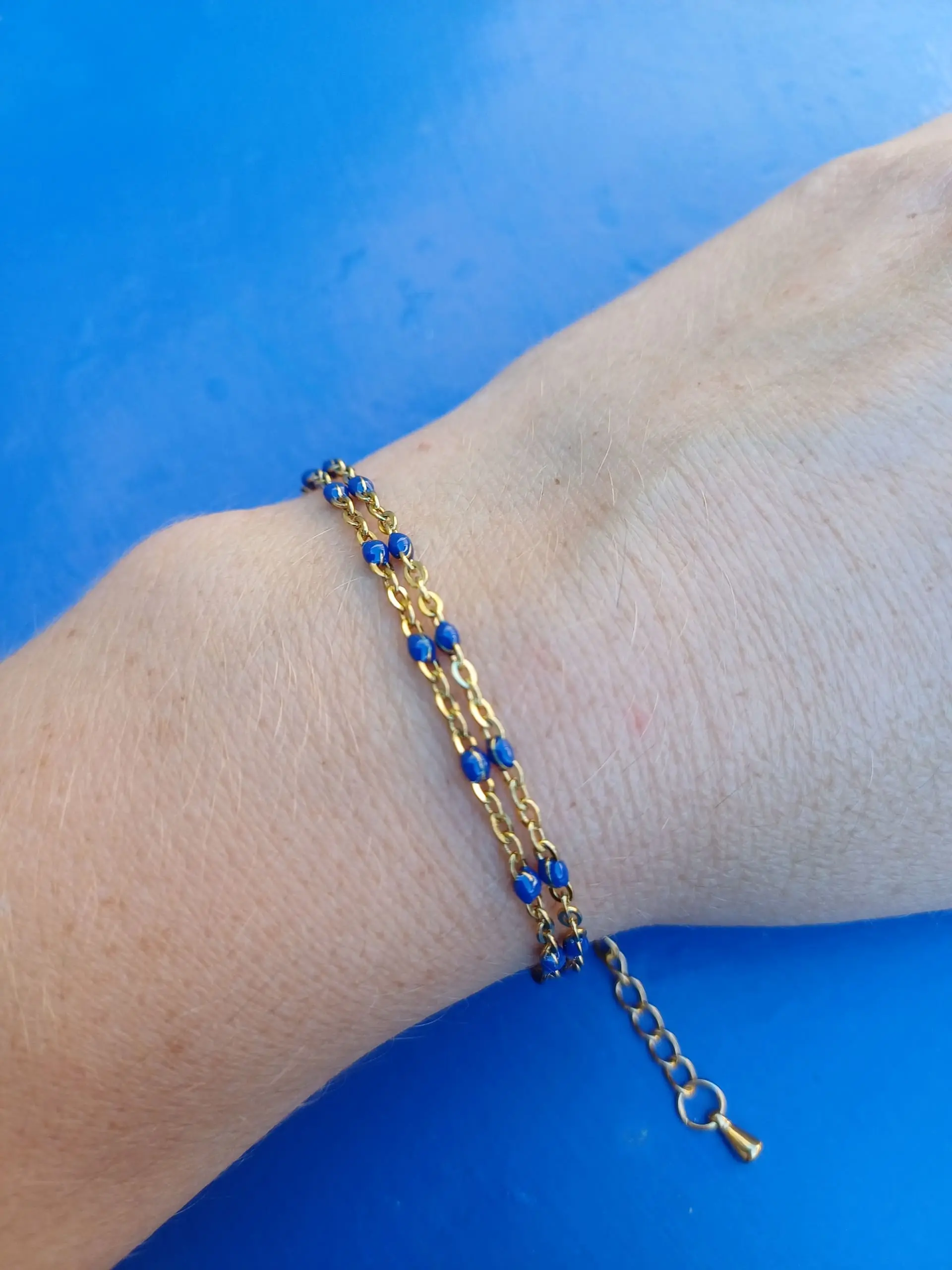 Bracelet océan - acier inoxydable doré et bleu – Image 2